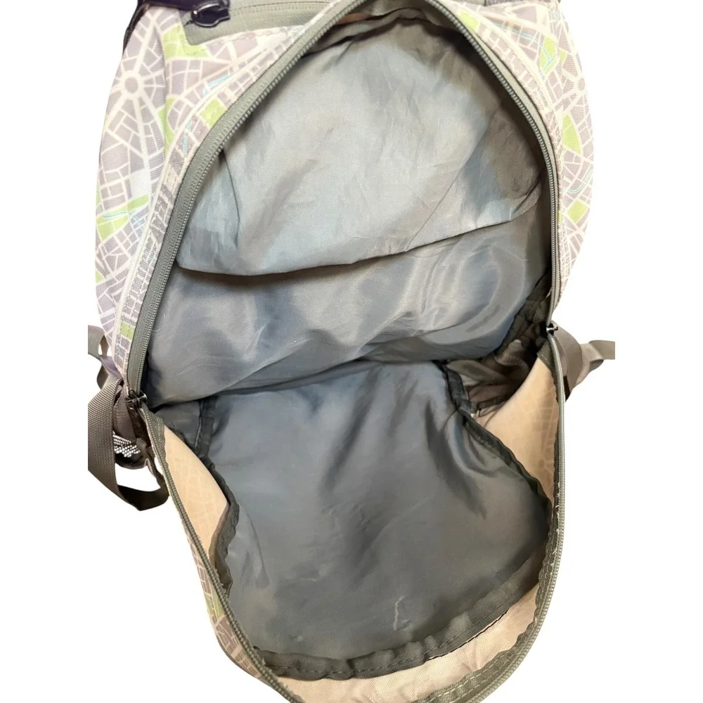 High Sierra Gray Map Print Multi Pocket Hiking Travel Backpack